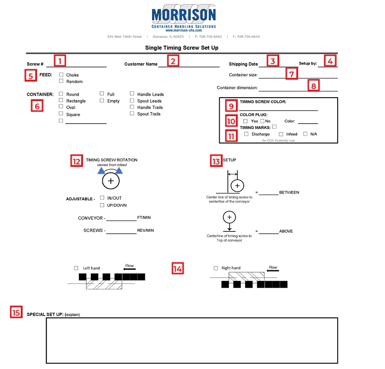 timing screw setup sheet